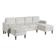 Nyla All-In-One Sectional Sofa Set with Double Chaise- Beige Corduroy