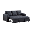 Angela Convertible Sofa with Pull-Out Bed- Black Cross Stitch Polyfiber