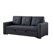 Angela Convertible Sofa with Pull-Out Bed- Black Cross Stitch Polyfiber