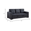 Angela Convertible Sofa with Pull-Out Bed- Black Cross Stitch Polyfiber