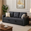 Angela Convertible Sofa with Pull-Out Bed- Black Cross Stitch Polyfiber