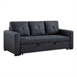 Angela Convertible Sofa with Pull-Out Bed- Black Cross Stitch Polyfiber
