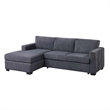 Leah All-In-One Chaise Sectional Sofa- Wide Track Arms- Gray Corduroy