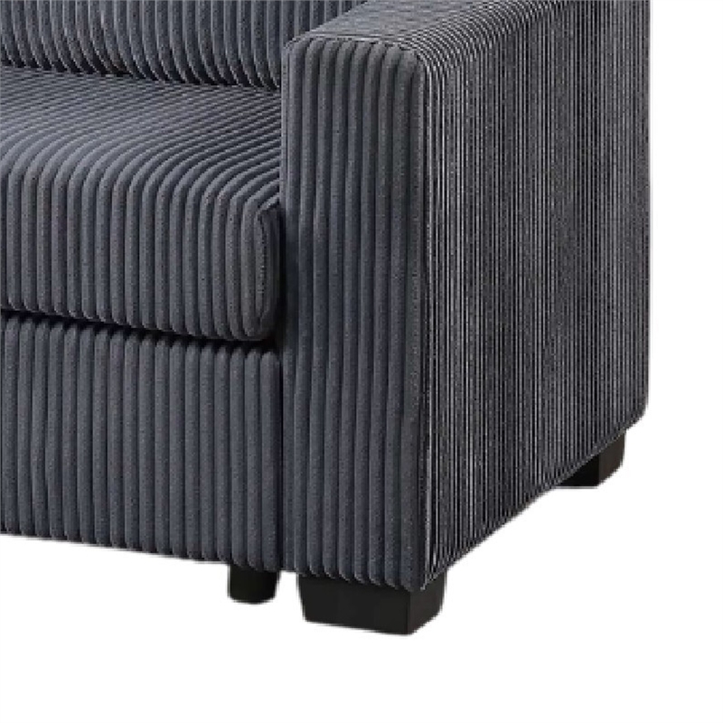 Leah All-In-One Chaise Sectional Sofa- Wide Track Arms- Gray Corduroy
