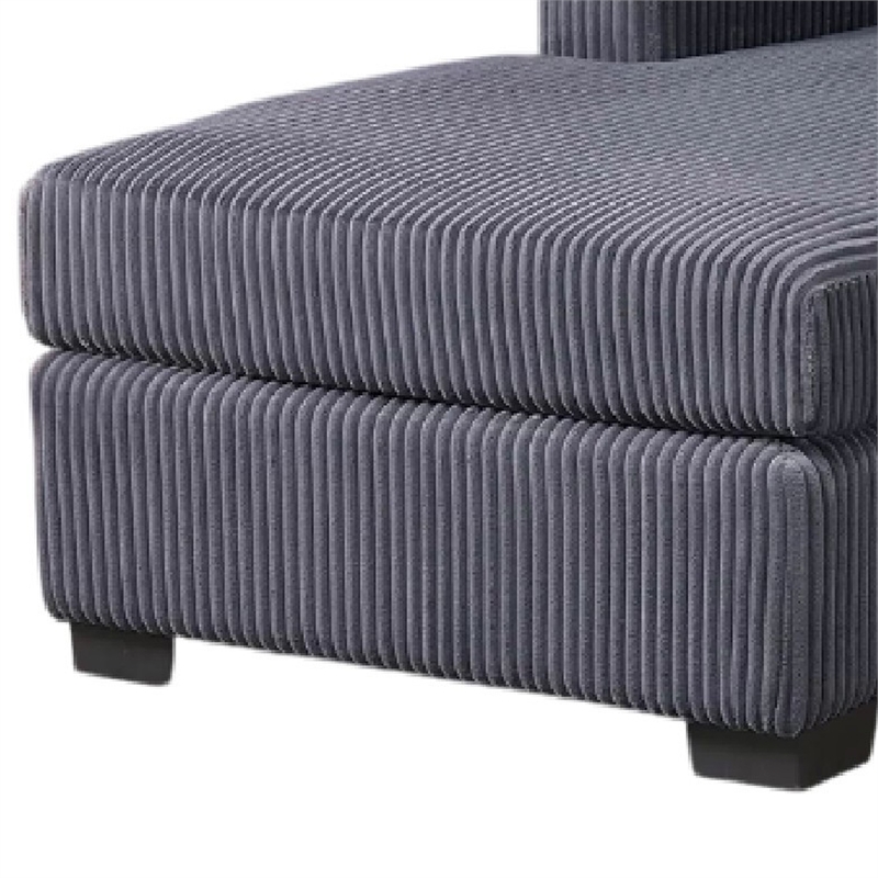Leah All-In-One Chaise Sectional Sofa- Wide Track Arms- Gray Corduroy