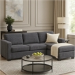 Leah All-In-One Chaise Sectional Sofa- Wide Track Arms- Gray Corduroy