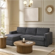 Leah All-In-One Chaise Sectional Sofa- Wide Track Arms- Gray Corduroy