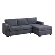 Leah All-In-One Chaise Sectional Sofa- Wide Track Arms- Gray Corduroy