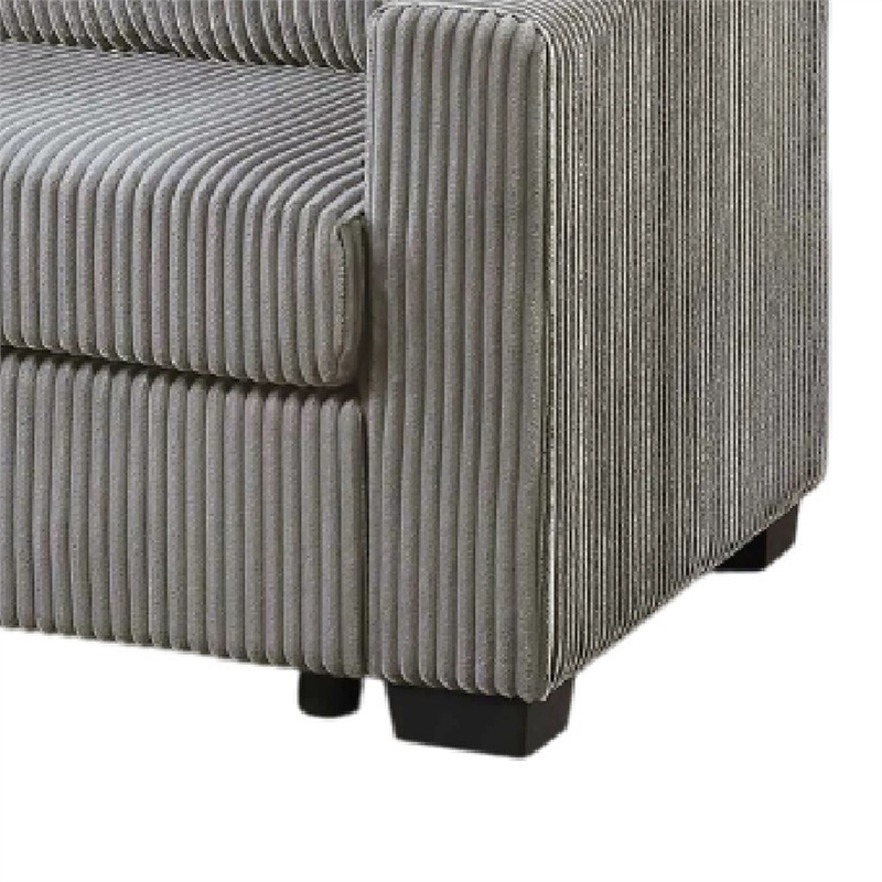 Leah All-In-One Chaise Sectional Sofa- Track Arms- Light Gray Corduroy