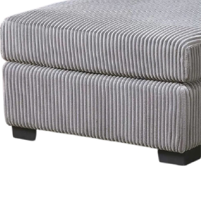 Leah All-In-One Chaise Sectional Sofa- Track Arms- Light Gray Corduroy