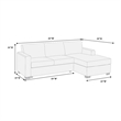 Leah All-In-One Chaise Sectional Sofa- Track Arms- Light Gray Corduroy