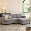 Leah All-In-One Chaise Sectional Sofa- Track Arms- Light Gray Corduroy