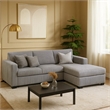 Leah All-In-One Chaise Sectional Sofa- Track Arms- Light Gray Corduroy