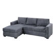 Leah All-In-One Chaise Sectional Sofa- Wide Track Arms- Gray Corduroy