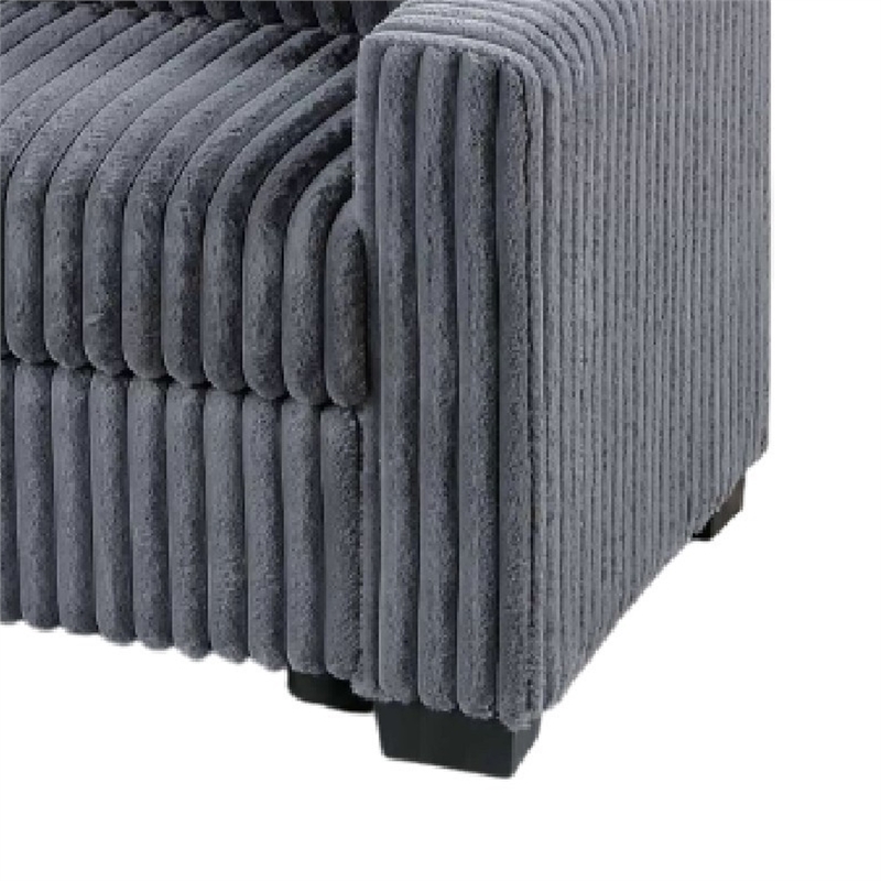 Leah All-In-One Chaise Sectional Sofa- Wide Track Arms- Gray Corduroy