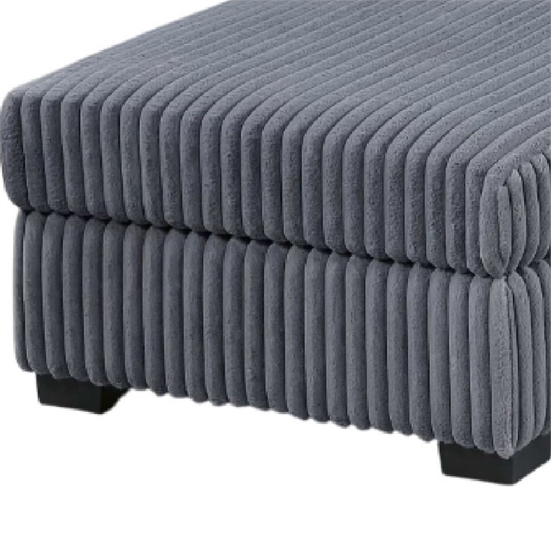 Leah All-In-One Chaise Sectional Sofa- Wide Track Arms- Gray Corduroy