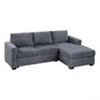 Leah All-In-One Chaise Sectional Sofa- Wide Track Arms- Gray Corduroy