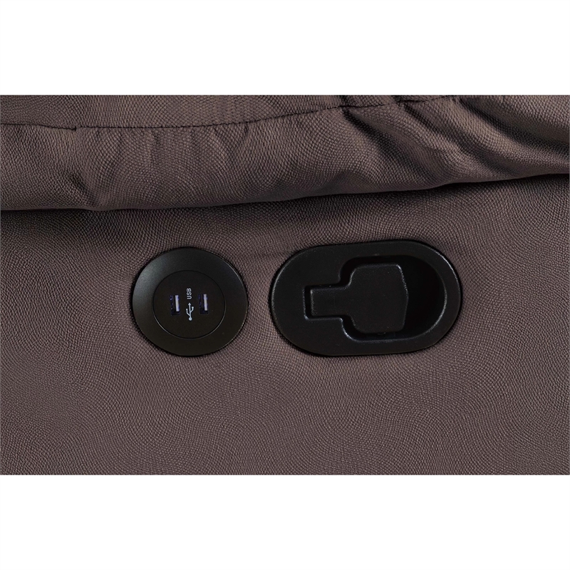 Harper Manual Reclining Loveseat- USB Port- Brown Velvet- 61 Inch- USB