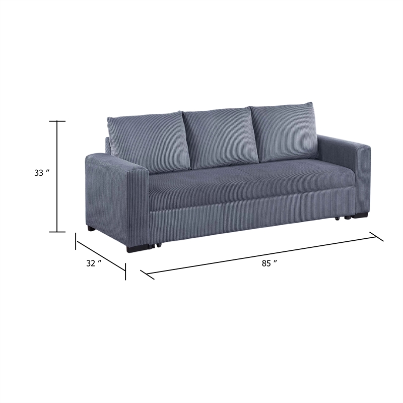 Redie Convertible Sofa with Pull-Out Bed- Dark Gray