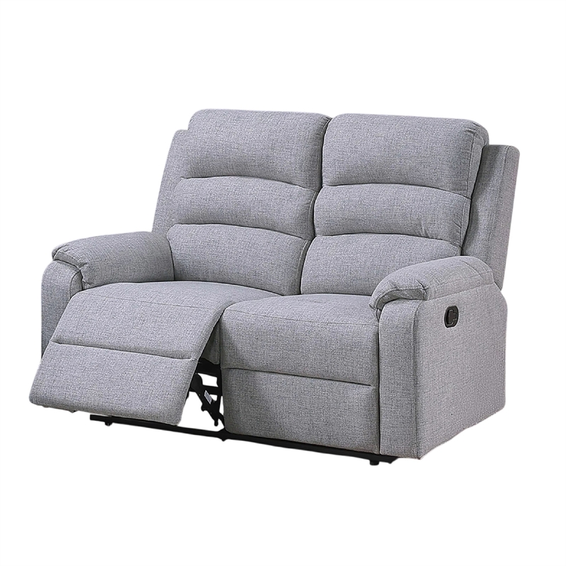 Sonia Manual Reclining Loveseat- Bone White Channel-Tufted Burlap- 53 Inch