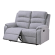 Sonia Manual Reclining Loveseat- Bone White Channel-Tufted Burlap- 53 Inch