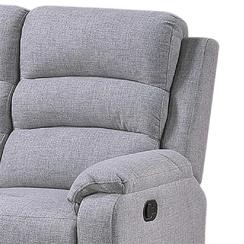 Sonia Manual Reclining Loveseat- Bone White Channel-Tufted Burlap- 53 Inch