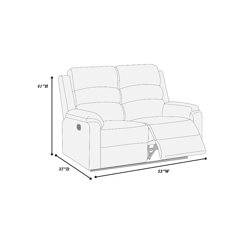 Sonia Manual Reclining Loveseat- Bone White Channel-Tufted Burlap- 53 Inch