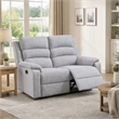 Sonia Manual Reclining Loveseat- Bone White Channel-Tufted Burlap- 53 Inch