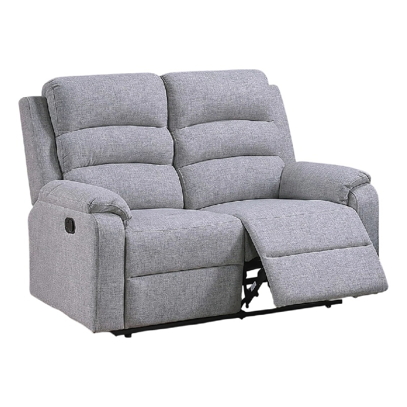 Sonia Manual Reclining Loveseat- Bone White Channel-Tufted Burlap- 53 Inch