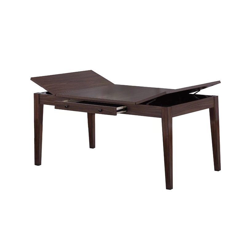 Sheryl Dining Table with Lift Top Hidden Storage- Walnut Brown