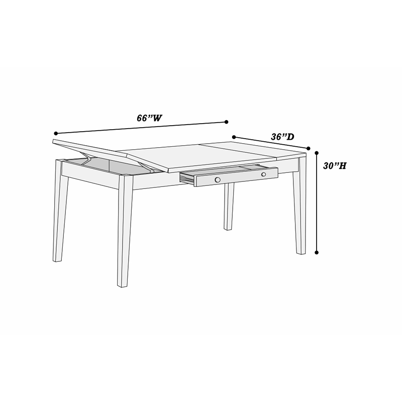 Sheryl Dining Table with Lift Top Hidden Storage- Walnut Brown