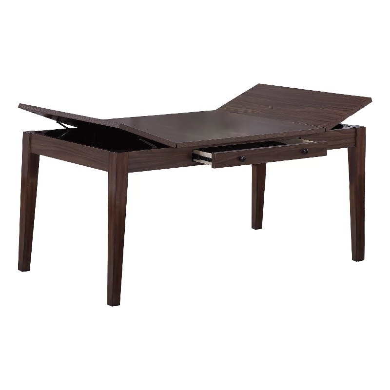 Sheryl Dining Table with Lift Top Hidden Storage- Walnut Brown