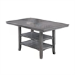 Suzy Counter-Height Table- 2 Slatted Shelves- Gray Rubberwood- 64 Inch
