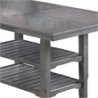 Suzy Counter-Height Table- 2 Slatted Shelves- Gray Rubberwood- 64 Inch