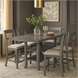 Suzy Counter-Height Table- 2 Slatted Shelves- Gray Rubberwood- 64 Inch