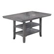 Suzy Counter-Height Table- 2 Slatted Shelves- Gray Rubberwood- 64 Inch