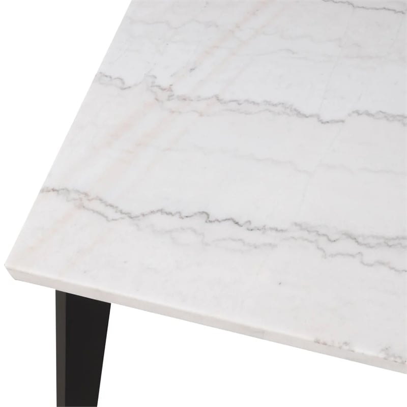 Soa Counter Height Table- 54 Inch Square White Marble Top- Black Legs