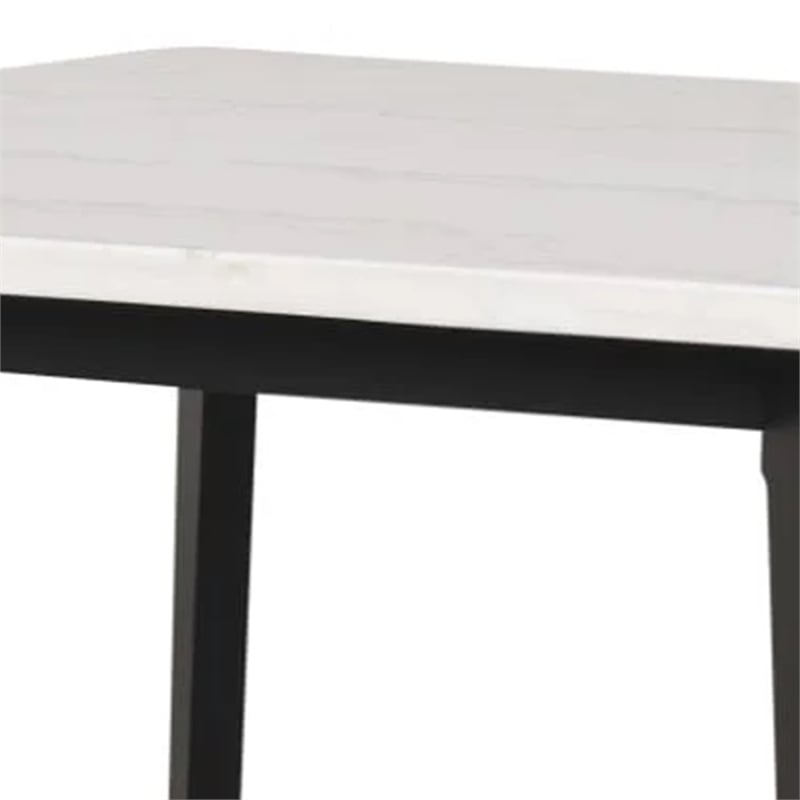Soa Counter Height Table- 54 Inch Square White Marble Top- Black Legs