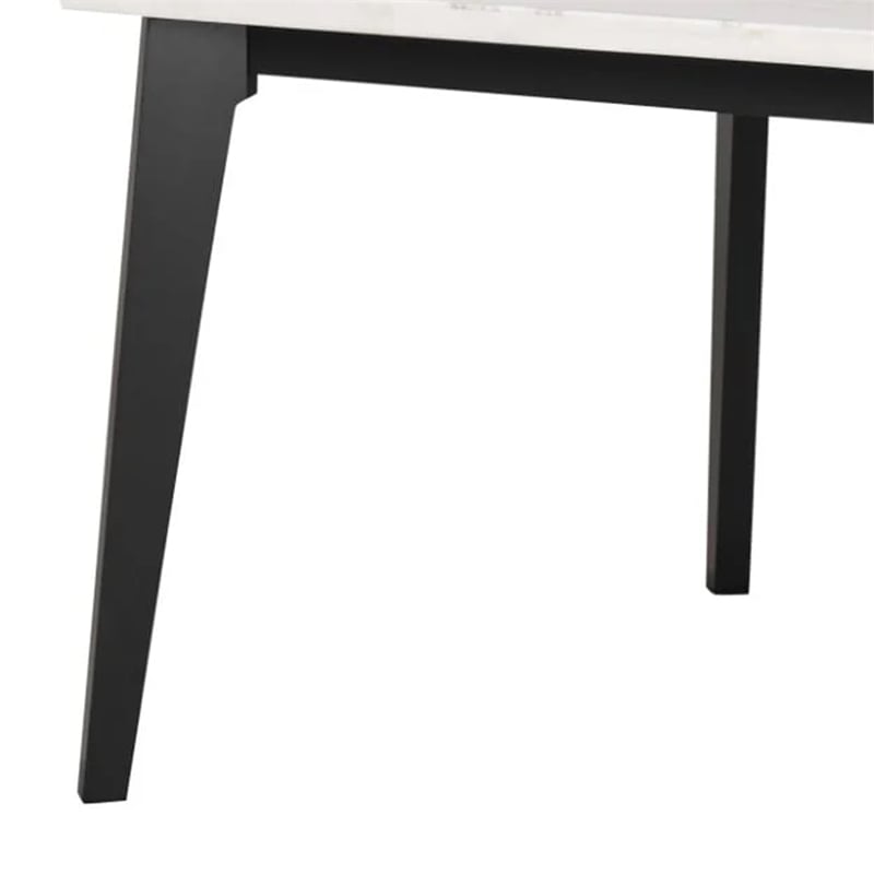 Soa Counter Height Table- 54 Inch Square White Marble Top- Black Legs