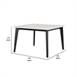 Soa Counter Height Table- 54 Inch Square White Marble Top- Black Legs
