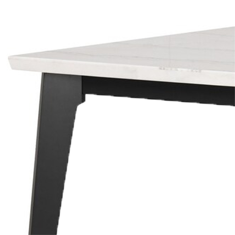 Soa Dining Table- 54 Inch Square White Marble Top- Black Legs