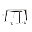 Soa Dining Table- 54 Inch Square White Marble Top- Black Legs