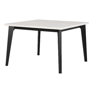 Soa Dining Table- 54 Inch Square White Marble Top- Black Legs