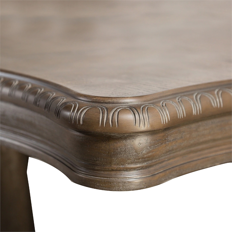 Hama Dining Table- 108 Inch Top with Scrolled Pedestal Base- Oak Brown
