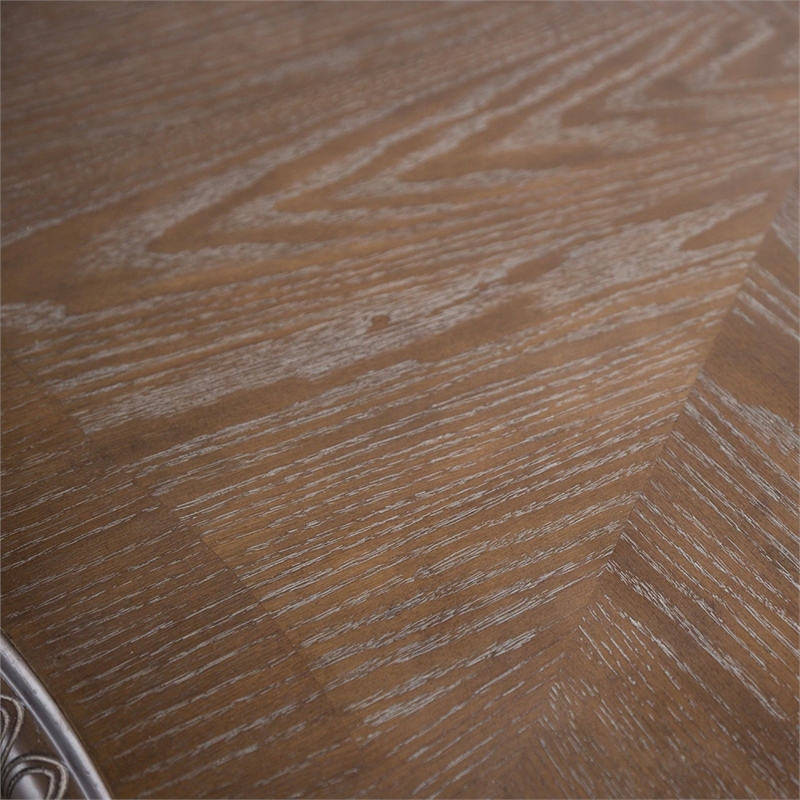 Hama Dining Table- 108 Inch Top with Scrolled Pedestal Base- Oak Brown
