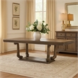 Hama Dining Table- 108 Inch Top with Scrolled Pedestal Base- Oak Brown