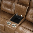 Kius Manual Recliner Sectional Sofa- Console- Tufted Brown Faux Leather