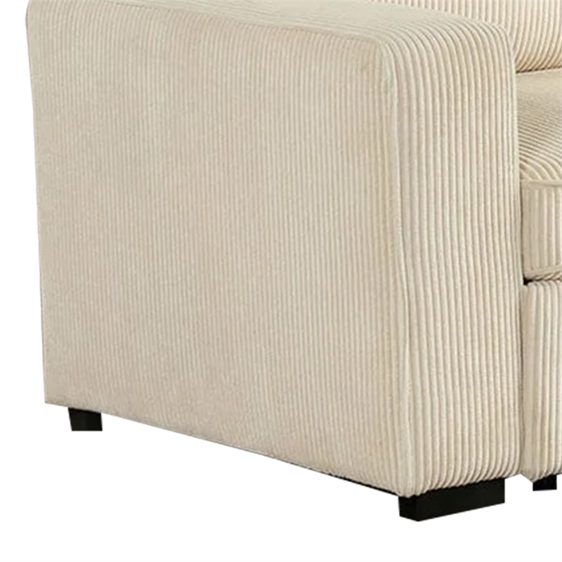Seya Sleeper L Sectional Sofa- Storage Chaise- Beige Corduroy- 93 Inch