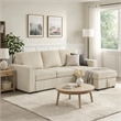Seya Sleeper L Sectional Sofa- Storage Chaise- Beige Corduroy- 93 Inch