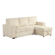 Seya Sleeper L Sectional Sofa- Storage Chaise- Beige Corduroy- 93 Inch